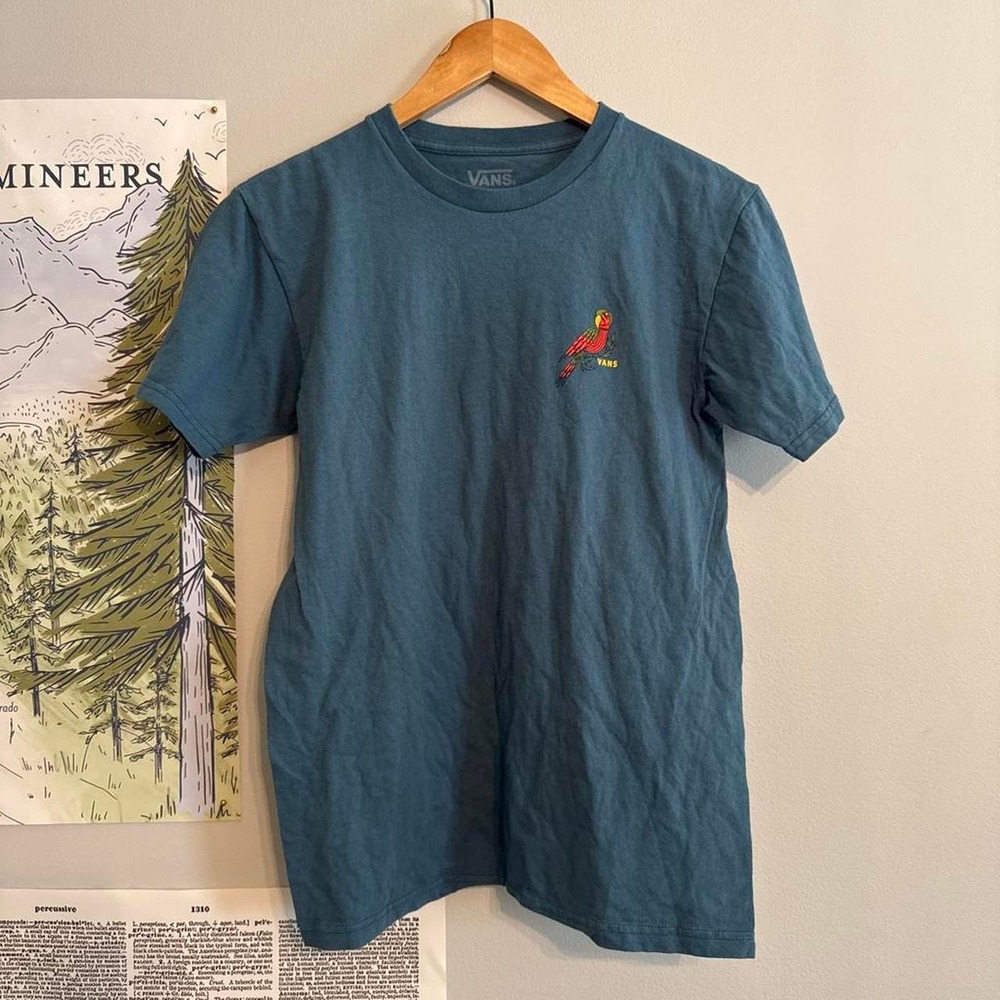Vintage Style Vans Blue Cardinal Parrot Graphic Tee